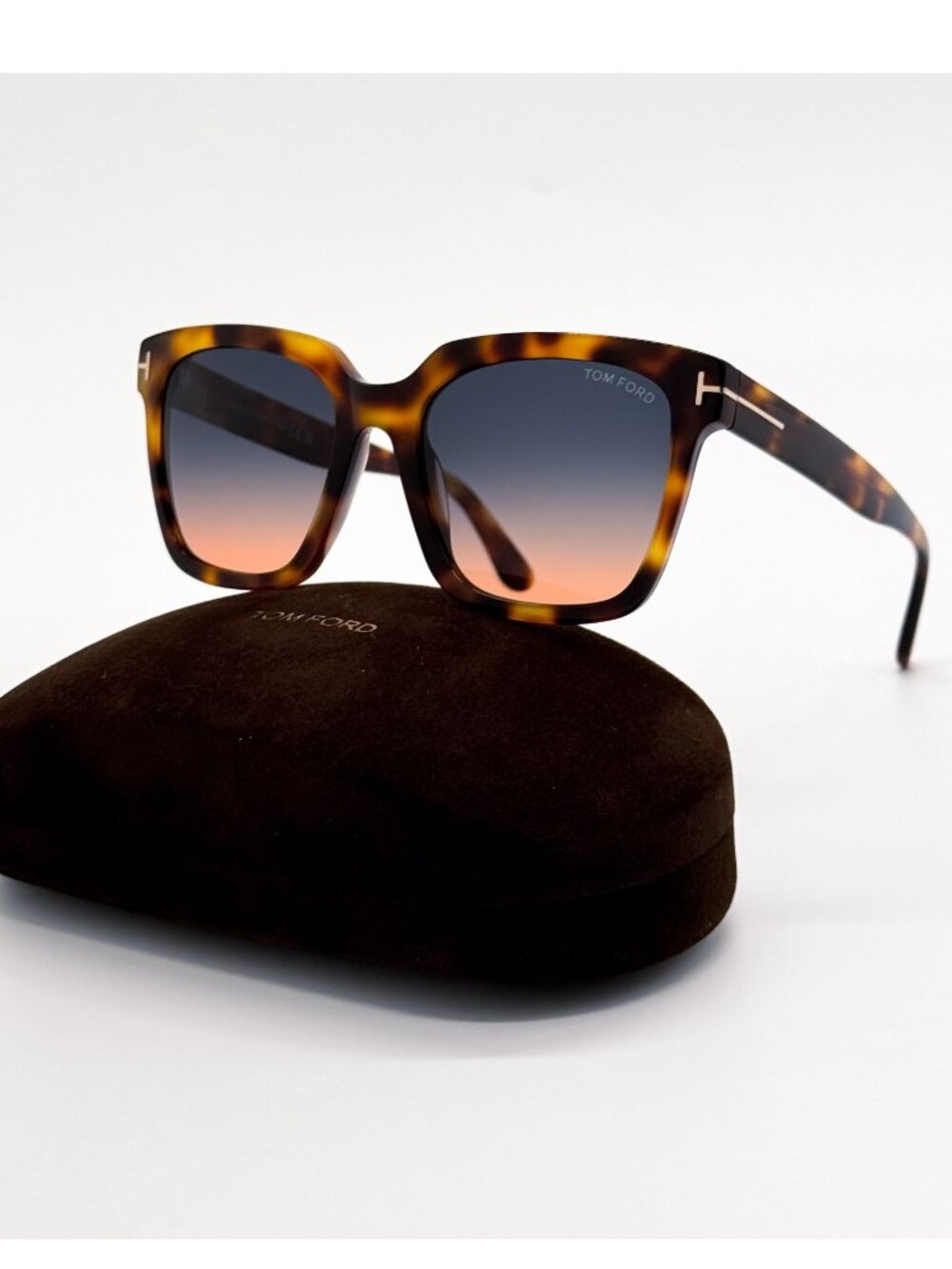 New Tom Ford Selby TF952 53P Havana Square Women Sunglasses Authentic